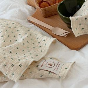 마롱 그린 거즈 면 핸드타월 키친크로스 테이블매트 행주 패브릭