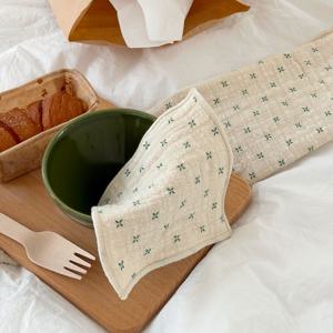 마롱 그린 거즈 면 티 코스터 도트 컵 받침