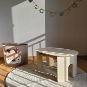 라운드 아기 책상 자작나무 원목