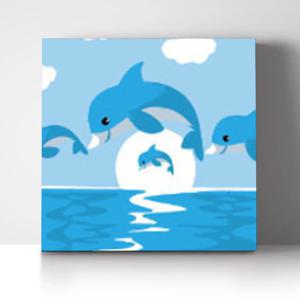 DIY 쉬운 명화그리기 유화세트 A-014 블루돌고래 소형 20x20