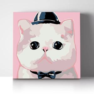 DIY 쉬운 명화그리기 유화세트 A-019 리본타이고양이 소형 20x20