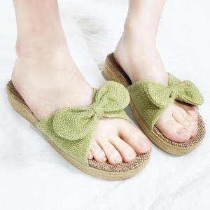 리본 라탄 슬리퍼 통굽 왕골 키높이 실내화 3colors