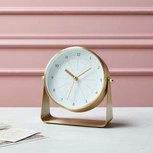 듀얼 거울 탁상시계 골드