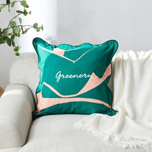 웨이브 엣지 그린 쿠션커버 50x50