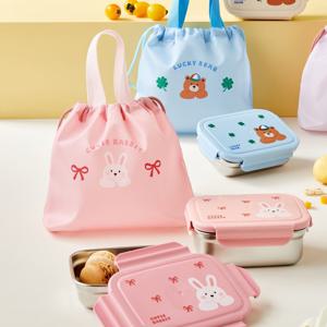 2단 분리형 스텐304 어린이 도시락 650ml 폴리가방포함 2 style