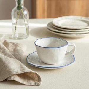 이천도자기 팔레트 화이트 커피잔 받침 세트 400ml 찻잔 도자기잔 선물용 홈카페