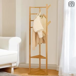 리프 원목 옷걸이 행거 미니 코너 선반 2단 스탠드 드레스룸 원룸 모자 가방걸이 수납