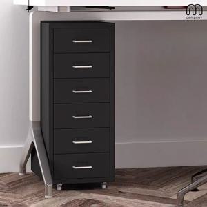 빈스 6단 블랙 사무실 서랍장 침대 옆 협탁 미니 옷 정리함 철제 이동식 책상 틈새 수납장