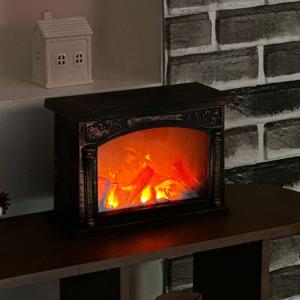 콘솔 벽난로 불멍 무드등 브라운 클래식 빈티지 LED 무선 인테리어 집들이 조명 무드등