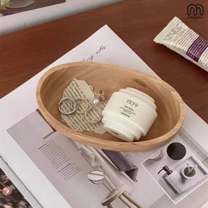 카리아 고무나무 악세사리 트레이 보관함 향수 차키 오브제 소품 정리함 인테리어 우드 바구니