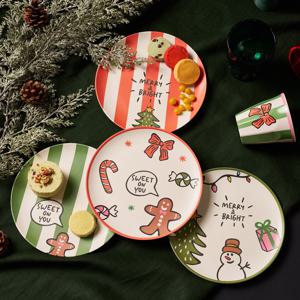 메리브라이트 크리스마스 뱀부파이버 원형접시 4P D20