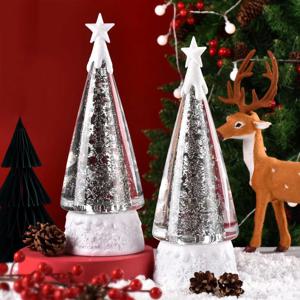 [해외] 크리스마스 외전하는 트리 무드등 오르골 워터볼 2개한세트