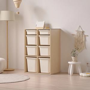 E0 로미 720 4단 바구니형 아동 장난감수납장(원목발미포함)