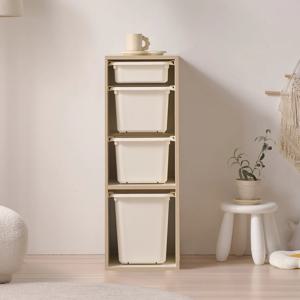 E0 로미 370 4단 틈새 바구니형 아동 장난감수납장(원목발미포함)