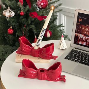 클래식 리본 세라믹 캔들홀더 테이퍼캔들 받침 촛대 오브제