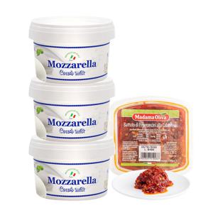 모짜렐라 카우 치즈 100g*3개/5개 + 마다마 냉장 다진 칼라브리즈 페퍼 150g*1개