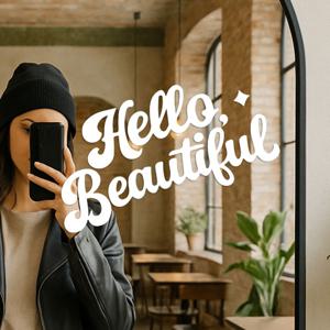 hello beautiful 인생샷 자존감 충전 포토존 거울 레터링 스티커