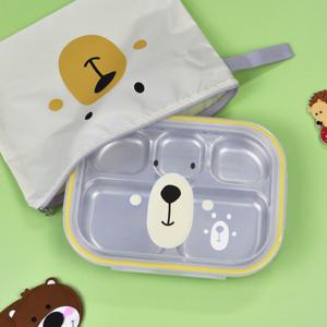 유아동 어린이 베어 레이저 식판 기본형 5구 도시락 곰돌이 가방세트 어린이집 유치원 국산
