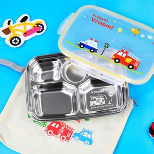 유치원 어린이집 식기 부릉부릉 레이저 깊은형 스텐304 국산 식판 도시락 가방세트 자기주도