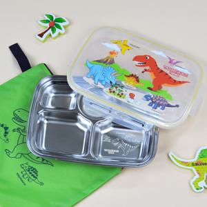 티라노 레이저 유아동 깊은형 식판 국산 스텐304 도시락 공룡 가방세트 어린이집 등원준비물
