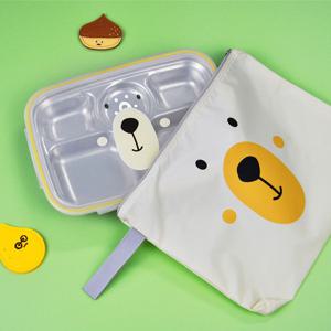 유아동 어린이집 베어 깊은형 레이저 스텐 식판 도시락 곰돌이 가방세트 실리콘패킹 뚜껑포함
