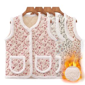 작은꽃어머님융털조끼 레트로 촌캉스 김장조끼 겨울