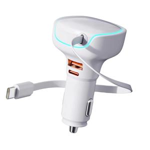 뉴클 PD 3.0 차량용 릴타입 시거잭 3구 50W 고속충전기 케이블 일체형