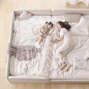 슬림 패브릭 가죽 저상형 패밀리침대 세이프형 (매트리스 선택)