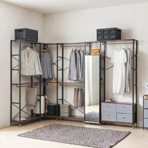 모던하임 드레스룸 거울장 코너 행거 세트 W3400