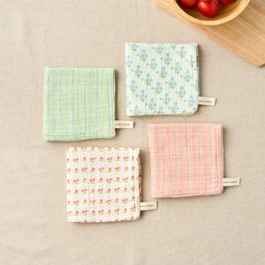 ON L 도톰한 4중지 살림 거즈행주 30x30 4P 플라워 스트라이프