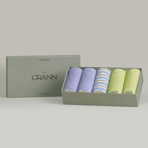 [그란]A-GIFT24-타월5P-미스트블루ST1P+그라스그린2P+라일락레이크2P-45X85