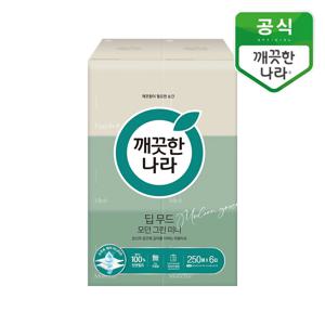 깨끗한나라 미용티슈 딥무드 모던 그린 미니 250매 6입