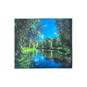 Little lake with green trees, landscape rug