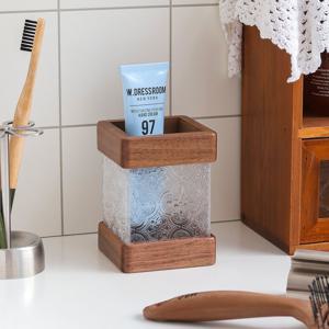 원목 우드 투명 연필꽂이 다용도 펜꽂이 정리함