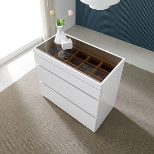 루이 아일랜드 3단 서랍장 드레스룸 옷방 다용도 강화유리 디바이더칸 악세사리장 바퀴이동가능