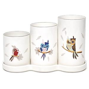 골든벨금속 부엉이 도자기 3단 수저통 수저꽂이 (2895)