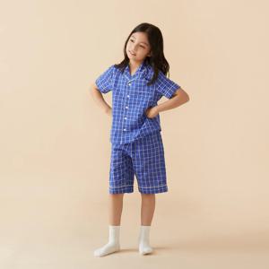 키즈 오가닉 코튼 시어서커 사각체크 파자마상하세트