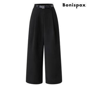보니스팍스 와이드 핀턱 벨티드 기모 슬랙스 팬츠 (XP3TA018L0)