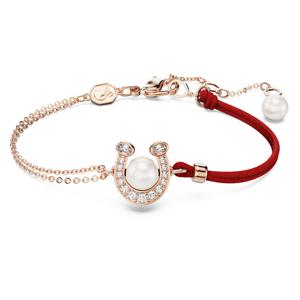 Symbolica 브레이슬릿, 크리스털 펄, 파베, 말발굽, 화이트, 로즈골드 톤 플래팅