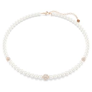 Matrix 네크리스, 크리스털 펄, 라운드 컷, 화이트, 로즈골드 톤 플래팅