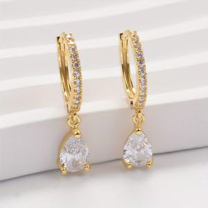 TEMU 골든 워터 드롭 지르코니아 댕글 귀걸이 심플 우아한 패션 유니크 주얼리 여성 선물 생일 휴일 파티