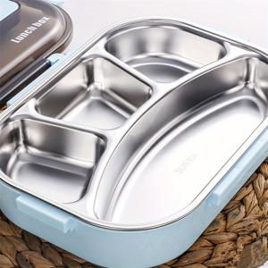 TEMU 학생용 성인 도시락, 304 스테인리스 보온 도시락, 전자레인지 사용 가능, 1500ml 용량, 4/5단 분리형, 출근 및 외출용, 핑크/그린/블루, 개학 준비