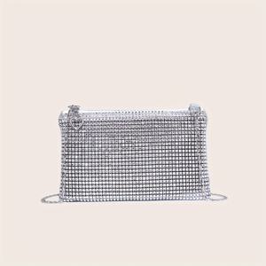 TEMU 카니발과 음악 페스티벌을 위한 여성용 반짝이는 연회 가방, 클래식 지퍼 체인 가방, 어깨에 걸치는 사각형 가방