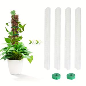 TEMU 2/4/6개 24인치 플라스틱 모스 폴, 몬스테라 등 식물용, 실내식물 지지대 스파그넘 이끼 포함