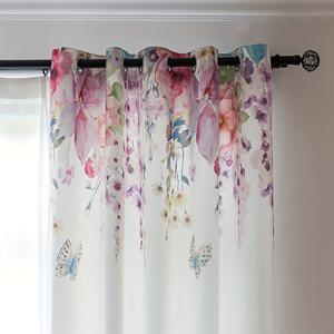 TEMU 스타일 파스토랄 플로럴 커튼 - 핑크 작은 부서진 꽃 디자인, 100% 폴리에스터 반차광 무늬, 방풍 및 보호 기능, 쉬운 걸기용 아이렛 탑, 침실/거실/아이룸 다중 사용 가능, 침실 창문 장식, 기발한 홈 데코, 고품질 드레이퍼리, 세련된 홈 텍스타일, 홈 데코레이터