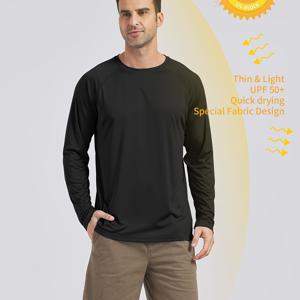TEMU 남성용 UPF50+ 자외선 차단 긴팔 셔츠 - 빠른 건조, 낚시, 러닝 및 야외 활동용 경량