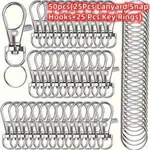 TEMU 50/20개 탄소강 DIY 열쇠고리 및 보석 공예 세트, 간단한 스타일, 내구성 있는 금속 게오르기 클라스프 및 반지, 다용도, 창의적인 프로젝트에 쉽게 사용할 수 있음