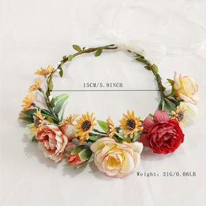 TEMU 1개 여성용 봄 스타일 신선한 장미 데이지 헤어밴드 조절 가능한 끈, 생일 파티 휴가 장식 머리띠