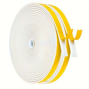 TEMU 2개 세트 방수 자체 접착 밀봉 테이프 - 검정 & 노란색 폼 고무, 폭 12mm x 두께 3mm, 길이 5m - 문 & 창틀, 방음, 충돌 방지, 에어컨 단열에 이상적