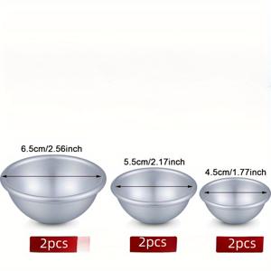 TEMU 6개 금속 폭발 목욕 소금 몰드 공예용 목욕 폭탄 수제 비누 캔들 수공예 재료 (1.77인치, 2.16인치, 2.56인치)
